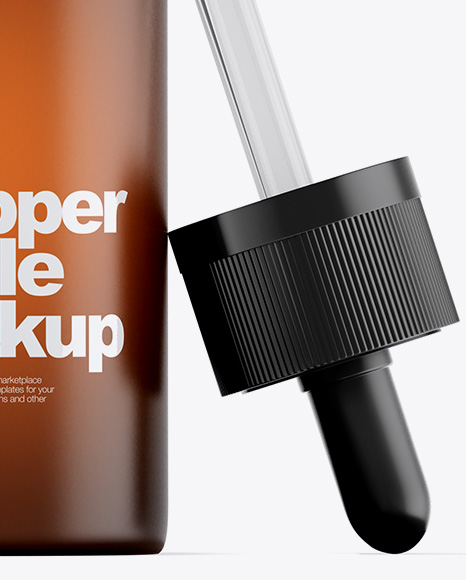 Frosted Amber Glass Dropper Bottle Mockup