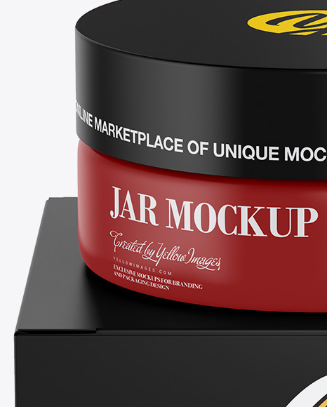 Matte Jar w/ Paper Box Mockup