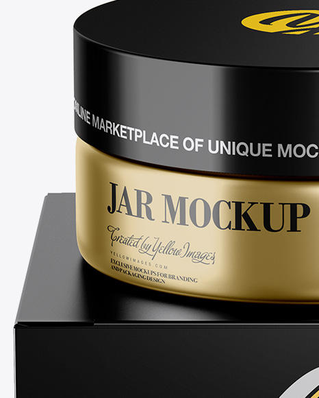 Metallic Jar w/ Metallic Box Mockup