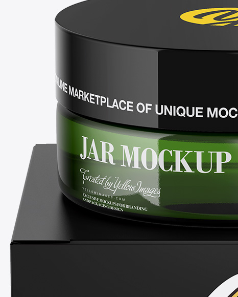 Green Jar w/ Paper Box Mockup