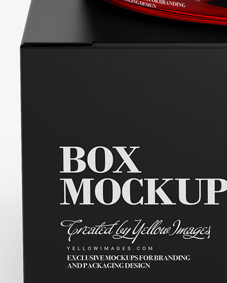 Red Jar w/ Paper Box Mockup