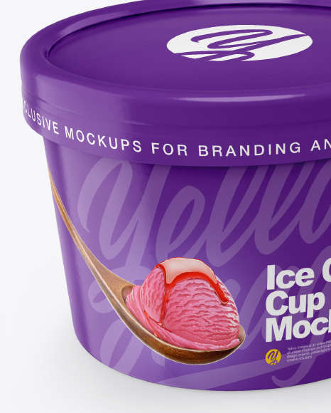 Two Glossy Ice Cream Cups Mockup