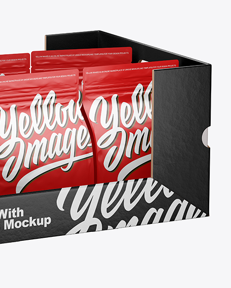 Box w/ 6 Matte Bags Mockup