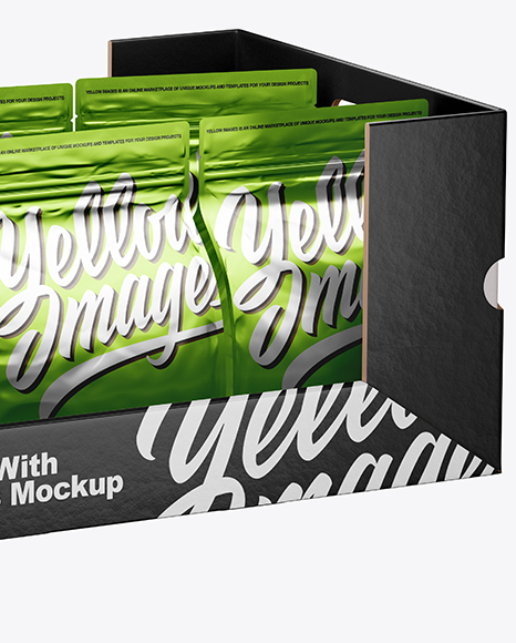 Box w/ 6 Metallic Bags Mockup