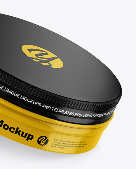 Two Glossy Round Tin Boxes Mockup - Free Download Images High Quality