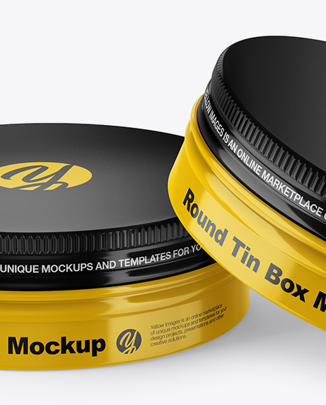 Two Glossy Round Tin Boxes Mockup