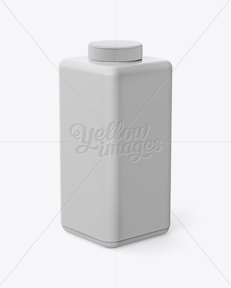 Square Plastic Bottle Mockup - High-Angle Shot