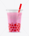 Strawberry Bubble Tea Cup Mockup