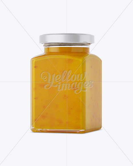 Creamed Honey w/ Dried Apricots Glass Jar Mockup - Halfside View