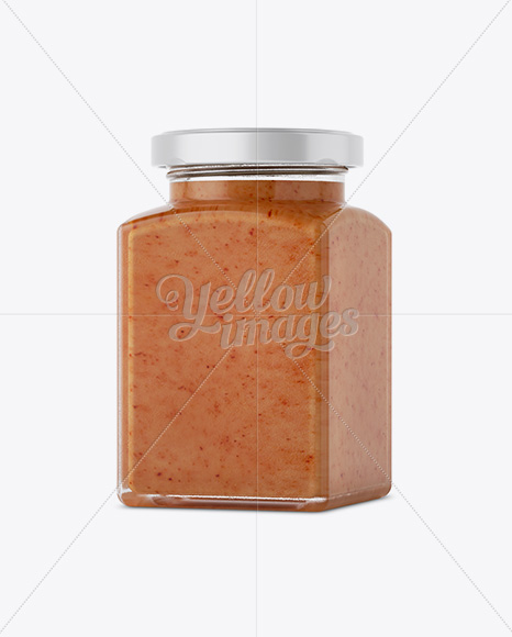 Creamed Honey w/ Raspberry Glass Jar Mockup - Halfside View