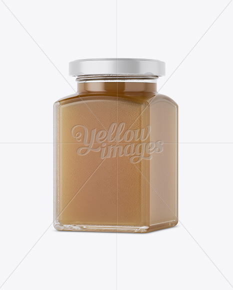 Pure Raw Honey Glass Jar Mockup - Halfside View - Free Download Images