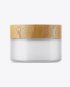 Glossy Semitransparent Glass Jar W/ Wooden Lid Mockup