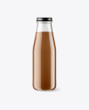 Clear Glass Bottle w/ Chocolate Milk Mockup