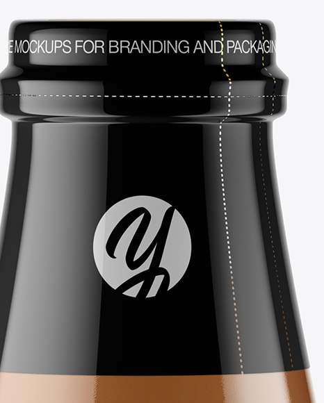 Clear Glass Bottle w/ Chocolate Milk Mockup