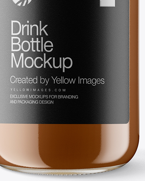 Clear Glass Bottle w/ Chocolate Milk Mockup