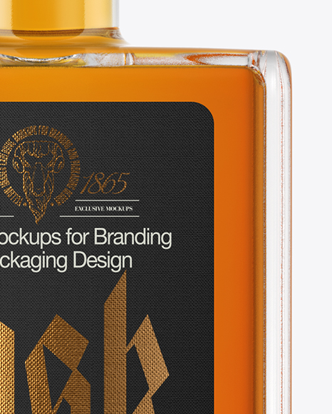 Square Whiskey Bottle with Wax Mockup