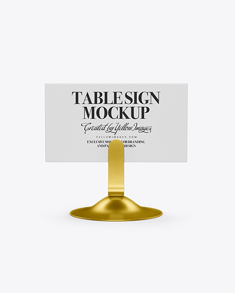 Table Sign W/ Metallic Holder Mockup