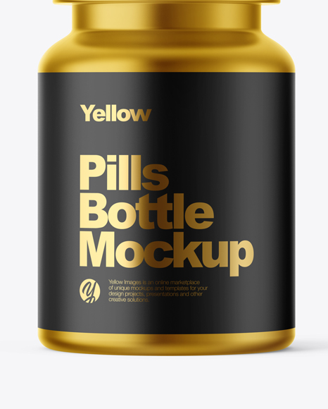 Metallized Pills Bottle Mockup