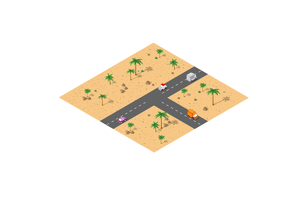 Vector desert landscape module creator city