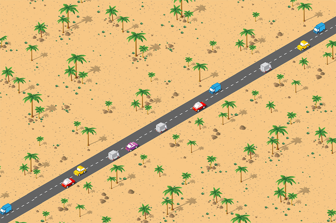 Vector desert landscape module creator city