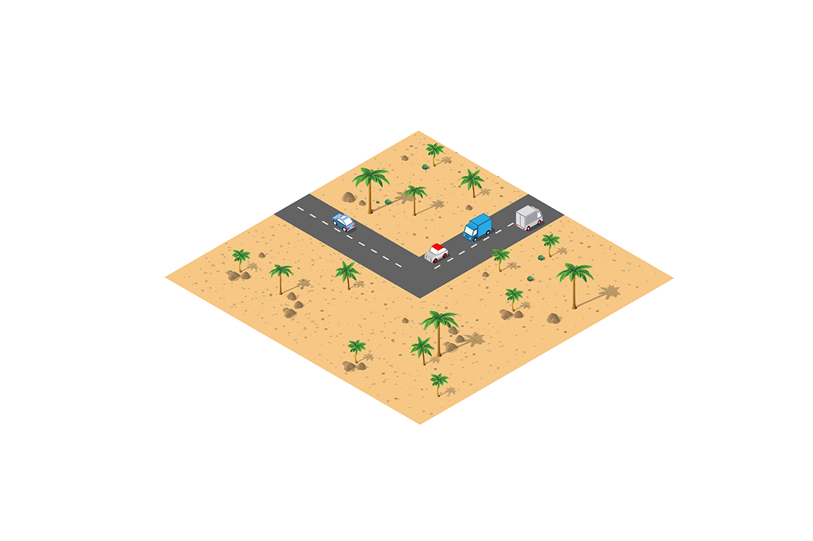 Vector desert landscape module creator city