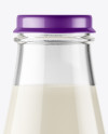 Clear Glass Bottle w/ Milk Mockup