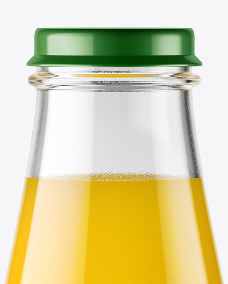 Clear Glass Bottle w/ Orange Juice Mockup