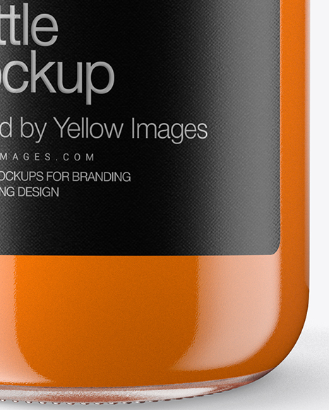 Clear Glass Bottle w/ Carrot Juice Mockup