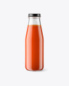 Clear Glass Bottle w/ Tomato Juice Mockup