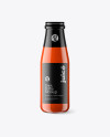 Clear Glass Bottle w/ Tomato Juice Mockup