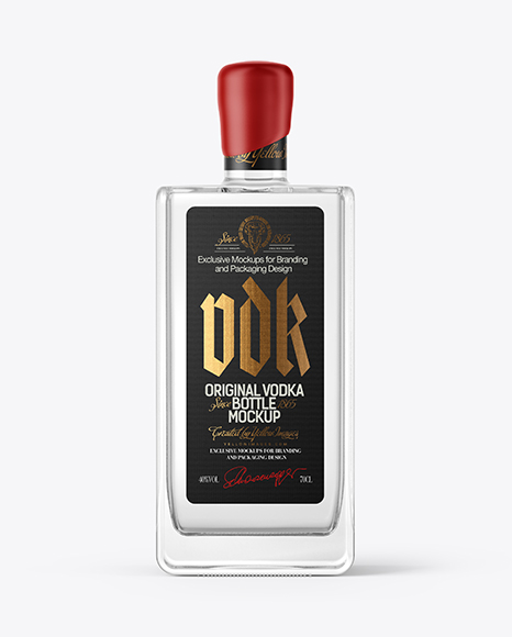 Square Vodka Bottle with Wax Mockup