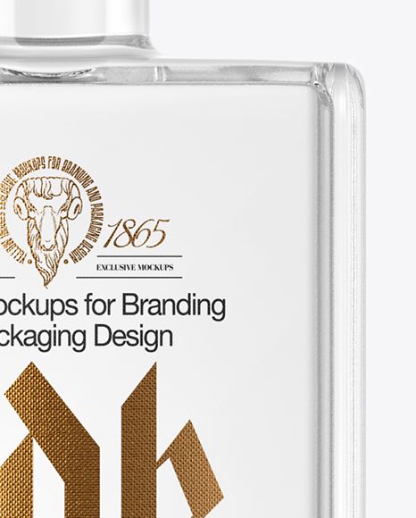 Square Vodka Bottle with Wax Mockup