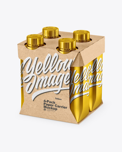 Metallic 4-Pack Paper Carrier Mockup