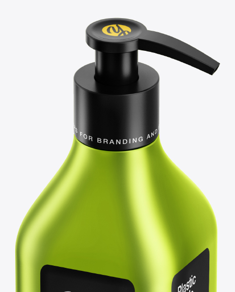 Matte Metallic Square Bottle With Pump Mockup