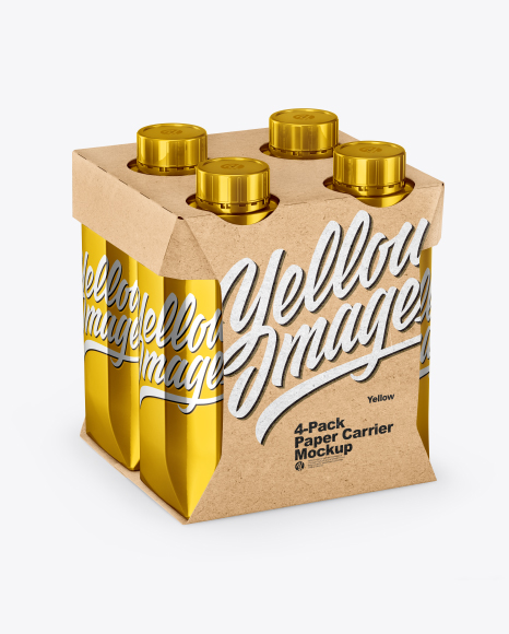 Metallic 4-Pack Paper Carrier Mockup