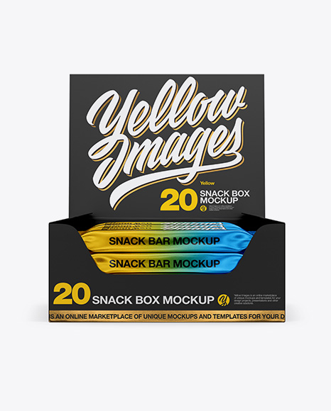 20 Snack Bars Matte Box Mockup