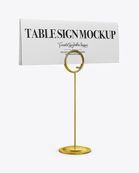 Table Sign W/ Metallic Holder Mockup