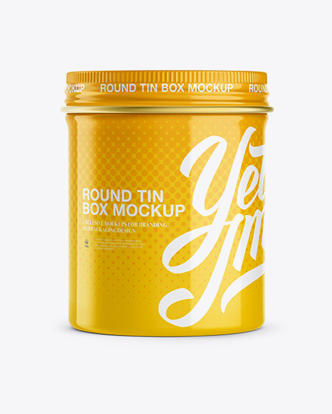 Glossy Round Tin Box Mockup - Front View Glossy Round Tin Box Mockup - Front View