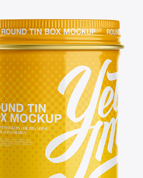 Glossy Round Tin Box Mockup - Front View Glossy Round Tin Box Mockup - Front View