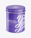 Glossy Round Tin Box Mockup - High-Angle Shot