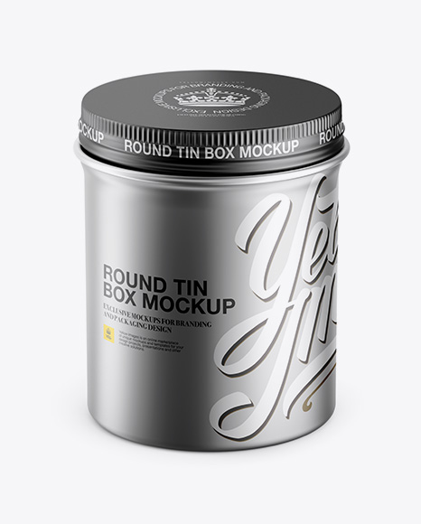 Metallic Round Box Mockup - High-Angle Shot