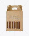 Kraft Paper 3 Pack Beer Bottle Carrier Mockup - Halfside View - Free