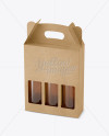 Kraft Paper 3 Pack Beer Bottle Carrier Mockup - Halfside View (High-Angle Shot)