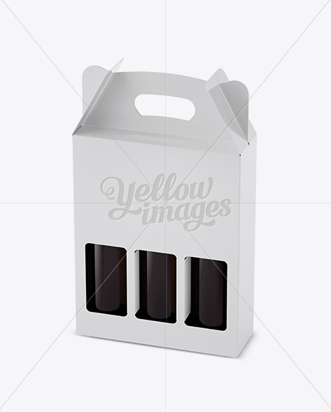 White Paper 3 Pack Amber Bottle Carrier Mockup - Halfside View (High