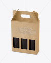 Kraft Paper 3 Pack Amber Bottle Carrier Mockup - Halfside View (High-Angle Shot)