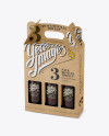 Kraft Paper 3 Pack Amber Bottle Carrier Mockup - Halfside View (High-Angle Shot)