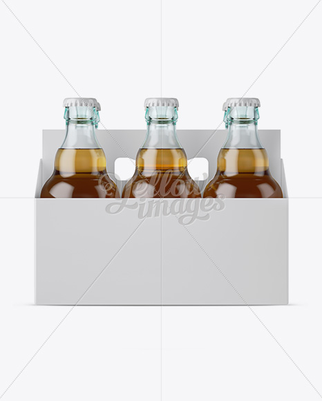 White Paper 6 Pack Beer Bottle Carrier Mockup - Front View