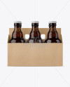 Kraft Paper 6 Pack Amber Bottle Carrier Mockup - Front View