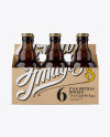 Kraft Paper 6 Pack Amber Bottle Carrier Mockup - Front View