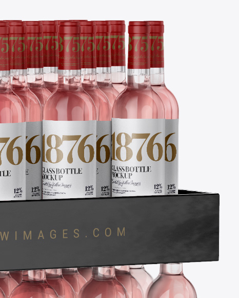 Stand with Rose Wine Bottles Mockup